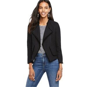Ann Taylor Women’s Crop Tweed Drape Flap Lapel Blazer Cardigan, Size Petite S